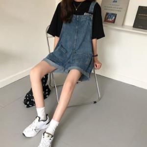 멜빵 반바지 청 여름 멜빵 바지 데님 오버롤 팬츠 여성 점프수트 패션