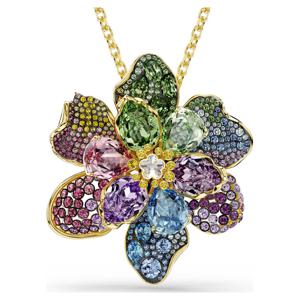 Idyllia 펜던트 및 브로치, 믹스 컷, 파베, 꽃, 멀티컬러, 18K 골드 피니시