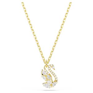 Swan 펜던트, 믹스 컷, 스완, 화이트, 18K 골드 피니시