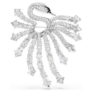 Vienna 브로치, 믹스 컷, 스완, 화이트, 로듐 플래팅