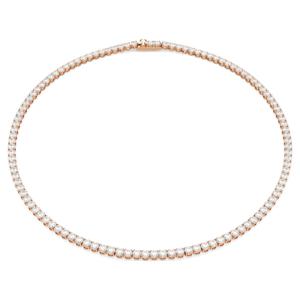 Matrix Tennis 네크리스, 라운드 컷, 화이트, 18K 로즈 골드 피니시