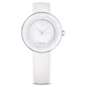 Crystalline lustre 워치, 스위스 메이드, 레더 스트랩, 화이트, 스테인리스 스틸