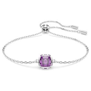 Birthstone 브레이슬릿, 스퀘어 컷, 2월, 퍼플, 로듐 플래팅