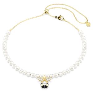 Idyllia 초커 네크리스, 크리스털 펄, 믹스 컷, 크리스털 펄, 벌, 화이트, 18K 골드 피니시