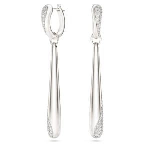 Swarovski Classica 드롭 후프 이어링, 라운드 컷, 화이트, 스털링 실버