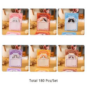 TEMU 귀여운 고양이 테마 스티커 메모지 180개 세트, 일상 사무실 메시지 메모지용 메모패드