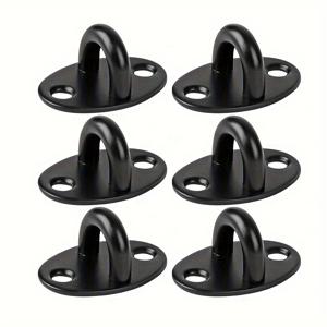 TEMU 6개 스테인리스 천장 후크 세트 (나사 포함), 천장 후크 패드 아이 플레이트, 마린 하드웨어 후크, 블랙, 후크