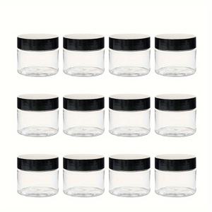 TEMU 블랙 캡이 있는 12개 50ml 리필 가능한 플라스틱 화장품 병 - 여행 및 가정용으로 완벽, 페이스 크림 및 제품에 이상적