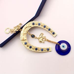 1개 터키 블루 아이 말발굽 코끼리와 리본 벽걸이 부적, 민족 행운 선물 펜던트, 집과 차량 장식용