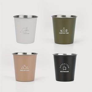 TEMU 스테인리스 스틸 캠핑 머그컵 4pcs 세트, 250ml/350ml 휴대용 음료컵, 그래픽 패턴, 야외 활동에 이상적, 발렌타인데이, 추수감사절, 크리스마스, 할로윈, 새해, 캠핑 액세서리 선물