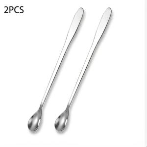 TEMU 2개입 29.7cm 롱핸들 젓가락 스푼 410 스테인리스 스틸 아이스티 스푼 특대형 긴 스푼 내구성 있는 수탉꼬리 젓가락 스푼 가정/주방/커피숍/바에 적합 미러 폴리싱 식기세척기 사용 가능
