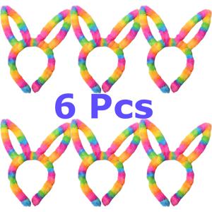 TEMU 남녀를 위한 선물 6/12개 귀여운 컬러풀 토끼 귀 머리끈, 테마 파티 머리띠에 적합, 멀티 아이템 파티 선물 패키지