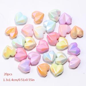 TEMU 20개 다면체 하트 모양 아크릴 비즈, 13X14mm 크기, 팔찌, 목걸이, 귀걸이, 발찌 등 공예품 제작에 적합 - 내구성이 뛰어난 주얼리 제작 용품