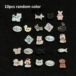 TEMU 랜덤 색상 오리지널 유니크 동물 모양 단추 10개, DIY 핸드메이드 헤어 타이, 아기 옷 액세서리, 재봉용 소형 버클용