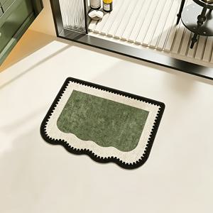 TEMU 900g 9mm 아메리칸 빈티지 스타일 세탁 가능 욕실 러그, 녹색 불규칙한 모양, 화장실 플러시 카펫, 일본 침실 장식, 부드러운 침대 옆 러그, 가정용 주방 발코니 현관 미끄럼 방지 도어매트
