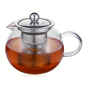 TEMU 가정용 티 세트를 위한 스테인리스 스틸 필터가 있는 내열성 500ml 꽃 티포트