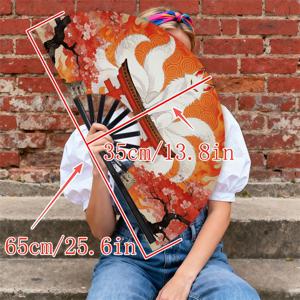 TEMU 남성용 휴대용 선풍기, 1개, 폴리에스터 소재, 일본풍 구미호 도리 디자인, 가볍고 휴대 가능, 일상 사용, 야외 활동에 적합, 전통적인 미학, 남성용 패셔너블 액세서리, 배터리 없음