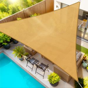 TEMU 12' X 12' X 12' 삼각 햇빛 가리개, 95% UV 차단 통기성 야외 햇빛 캐노피, 강화된 가장자리 곡선 디자인 (로프 포함), 파티오 수영장 정원 뒤뜰 피크닉 여름 야외 사용