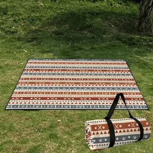 TEMU 78X78인치 초음파 캠핑 매트 스프링 프린트 피크닉 패드 210D 옥스포드 천 접이식 찢김 방지 방진 세탁 가능 비치 매트 (식품 직접 접촉 불가)