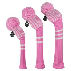 TEMU 핑크 트윌 골프 클럽 헤드커버 세트 (드라이버, , 하이브리드용), 3pcs, 모델 GH-175