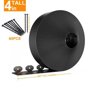 TEMU 굴착 없는 조경용 정원 에징 | 길이 50ft, 고정용 50개 포함 | 4인치 높이 잔디용 블랙 유연한 경계석 | 17ft 33ft 50ft 66ft 선택 가능, 아버지의 날 선물
