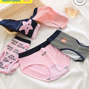 TEMU 7pcs 혼합 색상 팬티 세트, 