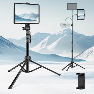 TEMU Elite 64.96인치 높이 조절형 iPad 바닥 스탠드, iPad 구스넥 삼각대 스탠드 (35cm/13.77인치) 바닥용 태블릿 스탠드, iPad Pro 12.9 Mini Air, iPhone, 2.76-8.78인치 태블릿 및 휴대폰에 적합