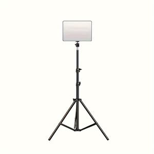 TEMU LED 조절 가능 삼각대 - USB 전원, 사진 촬영, 메이크업, 라이브 스트리밍, 그룹 셀카 스틱 삼각대용, 198개 LED 조명 및 리모컨 폰 삼각대 포함, ABS 소재 , 높이 조절 43.31인치