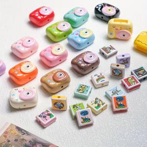 TEMU 8개 DIY 카메라 사진 비즈 - 사진 프린트 매력 비즈, 목걸이, 팔찌, 신발 & 가방 장식용 - 끈, 탄성 코드, 점프 링 & 취미 공예 용품과 호환 가능