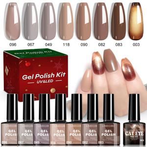 TEMU 8ml*8컬러 누드 핑크 젤 네일 키트 UV/LED 젤 글리터 네일 키트