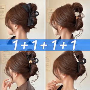 TEMU 1+1+1+1 여성용 13cm 대형 집게핀 /꽃 집게핀/빅사이즈 왕 헤어 집게핀 대형 올림머리 반묶음 머리집게 머리핀