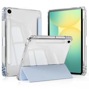 TEMU 탭 S10 Lite 10.9/S10/S10FE/S9/S9FE 11/S7/S8용 케이스, 지문 방지 및 스크래치 방지 삼단 접이식 아크릴 후면 패널, 핸즈프리 멀티 앵글 브라켓 모드, 내마모성 및 스크래치 방지 디자인, 본체의 아름다움을 선명하게 보여주는 322개 전 세계 축제용 선물로 적합