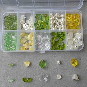 TEMU 180개 보タニ컬 주얼리 비즈 키트, 유리/아크릴 꽃잎 나뭇잎 참, 질감 있는 노란색 포함, 성인용 DIY 귀걸이 공예용, 코티지코어 비즈 만들기 용품, 풀 미포함
