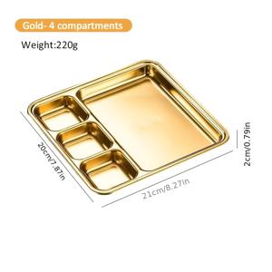 TEMU 다층 트레이 & 플래터, 304 스테인리스 스틸 한국 BBQ 그릴 플레이트 (분리대 포함) | 소스 & 스낵용 다중 칸막이 서빙 플래터 | 가족, 파티 & 캠핑에 적합 | 상업용 & 가정용