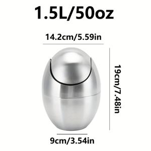 TEMU 탈착식 스테인리스 스틸 계란 모양 1.5L 미니 데스크탑 , 침대 옆 식탁 사무실 용 플립 뚜껑