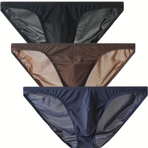 TEMU 3피스 남성용 삼각 브리프, 맞춤형 패션, 로우 웨이스트, 초박형, 투명, 통기성, 시원한 속옷, 트렌디한 스포츠 편안한 반바지, 트로피컬 여름 속옷