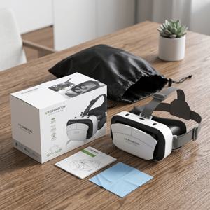 TEMU 정리 가방 및 HD 블루라이트 차단 렌즈 포함 3D 가상 현실 헤드셋, 5-7인치 스마트폰용, Breathone 소프트 VR 안경, 조절식 동공 및 초점 거리, 몰입형 3D 게임 및 영화용