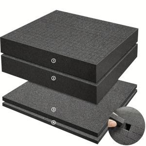 4개 검정색 폼 패드, 크기 40.64 X 30.48 X 5.08 Cm 및 40.64 X 30.48 X 1.02 Cm, 부드럽고 내구성이 뛰어나며 정리, 도구, 전자 제품 및 카메라 장비를 보관하고 정리하기 더 용이하게 사용할 수 있습니다.