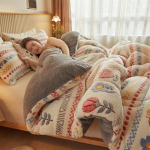 TEMU 가을과 겨울용 두면 이불, 따뜻하고 부드러우며, 우유 울로 두꺼운 棉 이불입니다