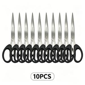 TEMU 10개 세트, 15.5cm 스테인리스 스틸 사무용 가위, 미끄럼 방지 플라스틱 손잡이가 있는 날카로운 직선형 날, 가정, 학생, 공예 문구용