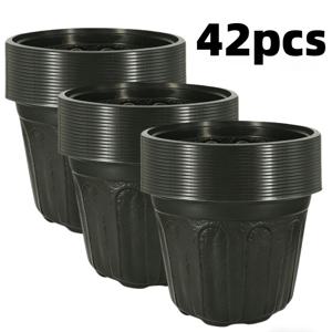 TEMU 16cm 두꺼운 부드러운 검정색 플라스틱 화분, 배수공 12개, 식물 분갈이용, 가정 및 정원용, 원예 선물, 집 장식