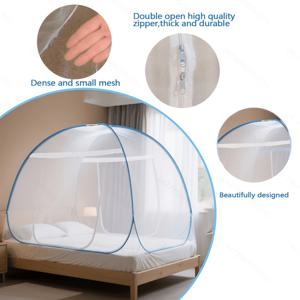 TEMU 설치하기 쉬운 3초 팝업 몽골 텐트 모기장, 1초 빠른 개방, 간편하고 편리함, 360° 전방향 모기 방지, 넓은 공간 암호화 야외 캠핑 텐트 모기 방지 만화 모기장