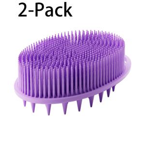 TEMU 2개 세트 2-in-1 실리콘 목욕 브러쉬 - 헤어 워시, 바디 스크럽 & 마사지, 가정 및 여행용 휴대용
