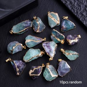 TEMU 1/5/10개 불규칙한 도금 천연 형석 펜던트, 남녀공용 DIY 목걸이 & 가방 고리, 독특한 패션 장식, 남성 여성을 위한 휴일 선물, 랜덤 사이즈