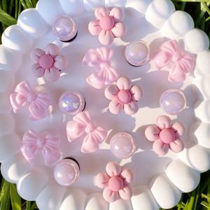 TEMU 16개 패셔너블 다용도 여성 신발 장식 DIY 분리형 핑크 꽃 리본 버클, 샌들 및 비치백 장식에 적합한 휴가 선물
