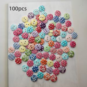 TEMU 100개 패셔너블 컬러풀 도트와 무늬 나무 단추, 빈티지 페인트 목재 버튼 DIY 의류, 가방, 스카프, 모자 장식용 액세서리 장식, 창의적인 디자인