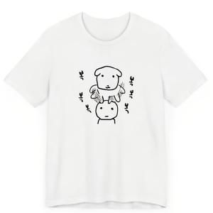 TEMU 남녀공용 사랑스러운 강아지 머리 토박이 티셔츠 - 손그림 만화 반팔 라운드넥 상의, 단색 캐주얼 여름 블라우스 셔츠, 평상복에 적합, 기계 세탁 가능한 강아지 프린트 의상