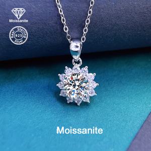 TEMU 925 실버 1캐럿 화이트 모이사나이트 펜던트 눈꽃 목걸이 - 생일, 발렌타인데이, 스승의날, 크리스마스, 할로윈, 새해, 파티 & 결혼식 여성용 주얼리