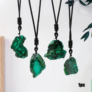 TEMU 1개 APENGSHI 천연 말라카이트 스톤 목걸이 - 천연 말라카이트 미네랄 슬라이스 핸드메이드 원석 펜던트, 크리스마스, 발렌타인데이, 생일 선물용 우아한 남녀공용 선물 - 사계절 착용 가능