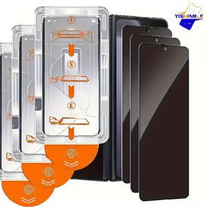 TEMU 삼성 갤럭시 Z 폴드 4 / Z 폴드 5 / Z 폴드 6 / Z 폴드 7용 3pcs 프라이버시 스크린 보호 유리, 스크래치 방지, [도청 방지]-블랙